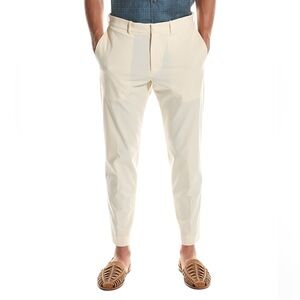 Theory Borough Tapered Leg Stretch Nylon Pants Cream Off White Waist Size 34 NWT